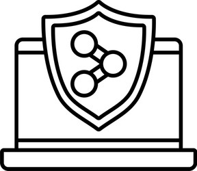 laptop computer with shield and share symbol vector image