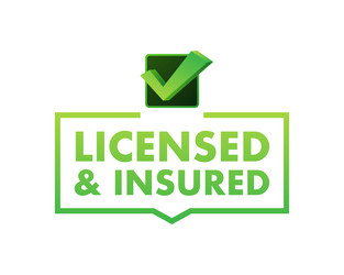 licensed and insured icon with tick mark vector