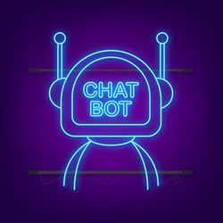 robot neon icon bot sign design chatbot symbol vector image