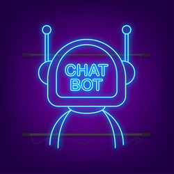 Robot neon icon bot sign design chatbot symbol vector