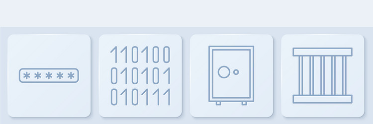 set line password protection safe binary code vector image