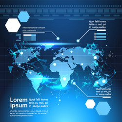 World map background set of computer futuristic vector