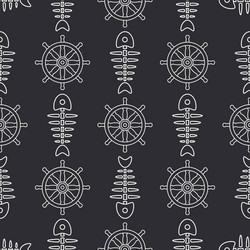 flat line monochrome seamless pattern ocean vector image