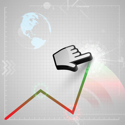 Graph and a cursor hand vector