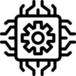 laptop processor icon outline style vector image