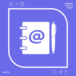 notebook address phone book with email symbol vector image