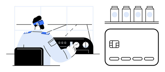 pilot operating aircraft controls with payment vector image