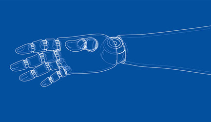 robot hand outline rendering of 3d vector image