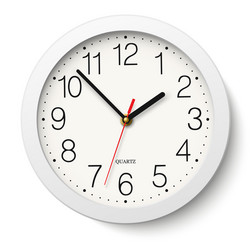 round wall clock with white body isolated vector