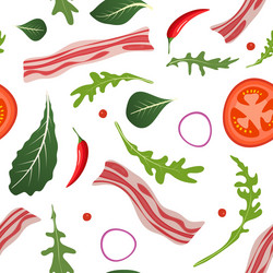 seamless pattern on white background with bacon vector image