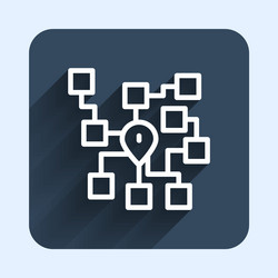 white line neural network icon isolated with long vector image