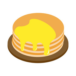 A stack of pancakes with honey isometric 3d icon vector