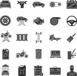 auto workshop glyph icons set vector image