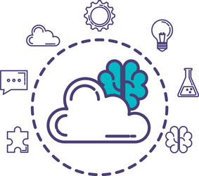 cloud computing with set icons vector image