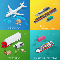 Global logistics isometric flowchart Royalty Free Vector