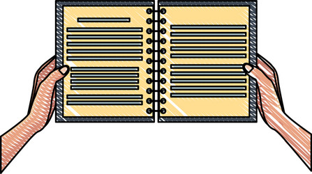 hands with notebook open scribble vector image