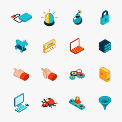 Isometric 3d internet security web icons vector