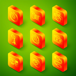 set line camera timer photo with flash vector image