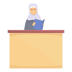 Smiling arab teacher icon cartoon muslim vector