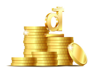 stack of coins with shiny golden vietnamese dong vector image
