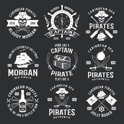 Caribbean Pirate Emblems Vector Image