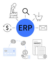 comprehensive erp system integrating business vector image