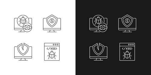 computer vulnerability exploitation linear icons vector image