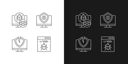 Computer vulnerability exploitation linear icons vector