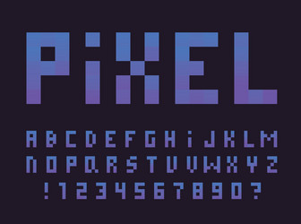 Gradient pixel font alphabet vector