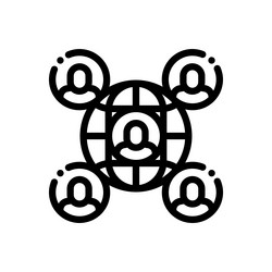 network icon thin linear style design isolated vector image