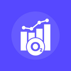 Oxygen level icon and a chart vector