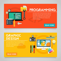 Programming and graphic design concept banners vector