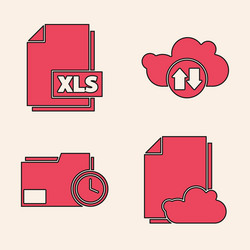 set cloud storage text document xls file vector image