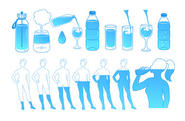 Set of water balance hydration concept vector