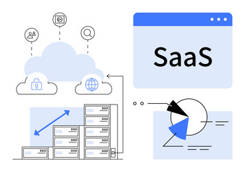 cloud computing and saas concept with data storage vector image