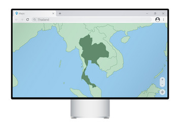 computer monitor with map of thailand in browser vector image