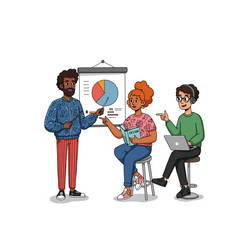 creative team analyzing presentation data vector image