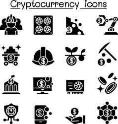Cryptocurrency Blockchain Icon Set vector image