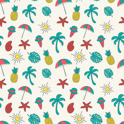 summer seamless pattern background with colorful vector image