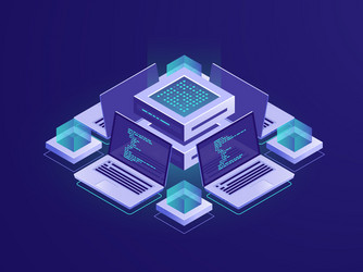 artificial intelligence isometric icon server vector