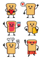 Cheerful Toast Character Set vector image