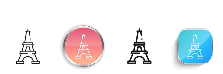 eiffel tower icon thin linear regular and button vector image