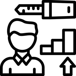 person with a key representing opportunity linear vector image
