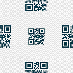 Qr code icon sign seamless pattern with geometric vector