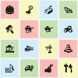 set of 16 editable structure icons includes vector image