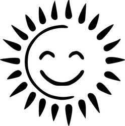 sunshine - black and white isolated icon vector