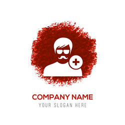 add user icon - red watercolor circle splash vector image