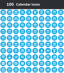 calendar 100 icons universal set for web and ui vector image