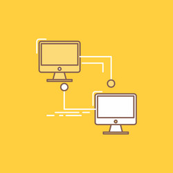 local lan connection sync computer flat line vector image