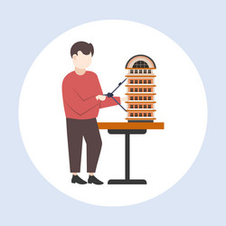 man architect using compass engineer drafting new vector image
